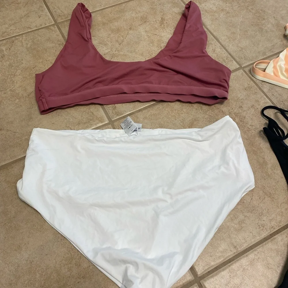 Set Lot 4 New Anthropologie Dippin' Daisy Swimsuit Bikini XL Black White Stripe